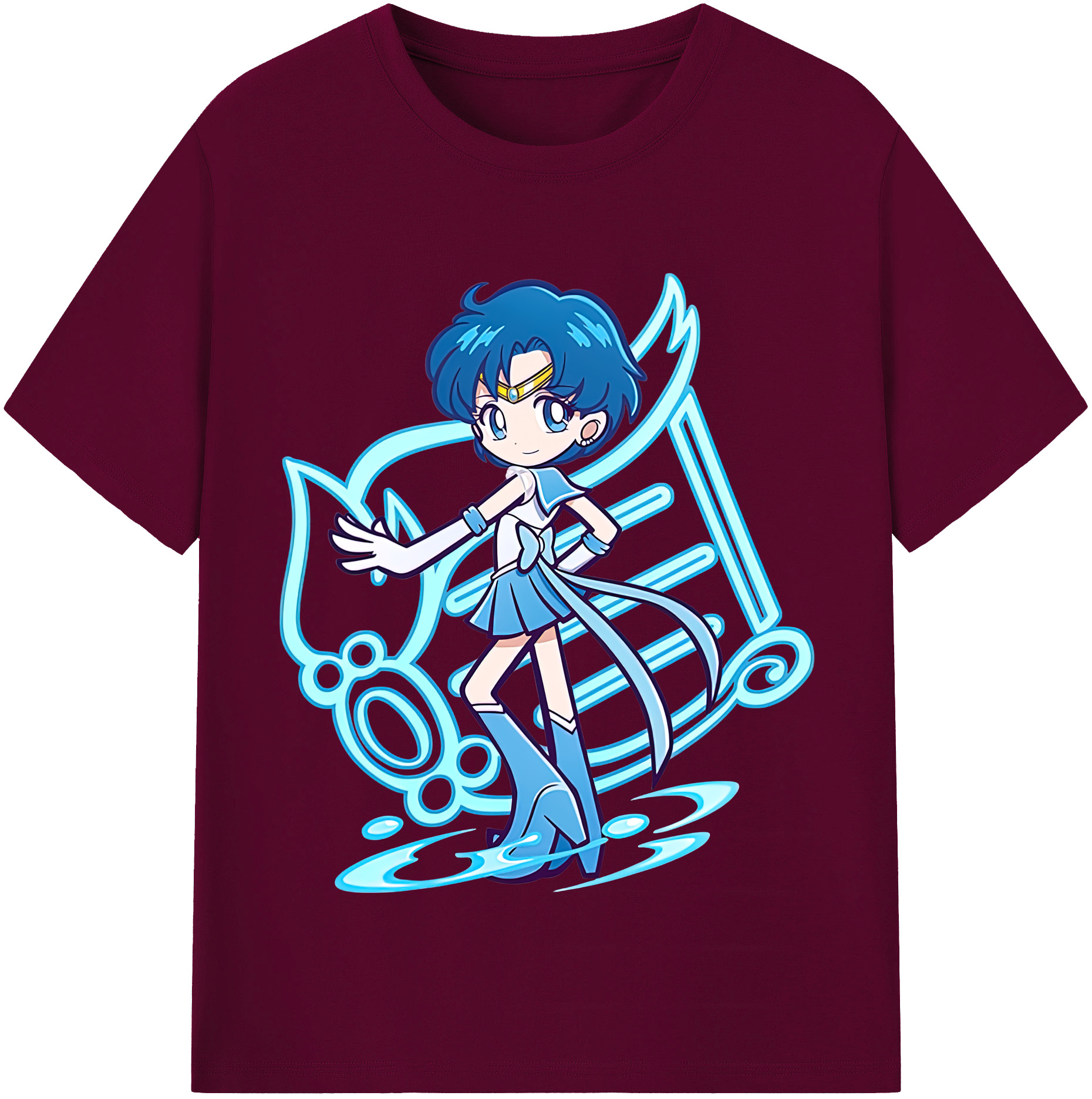 （画像用） 美少女戦士セーラームーン 水野 亜美 みずの あみ Sailor Moon Mizuno Ami レディースカジュアルプリントTシャツ（綿100％）